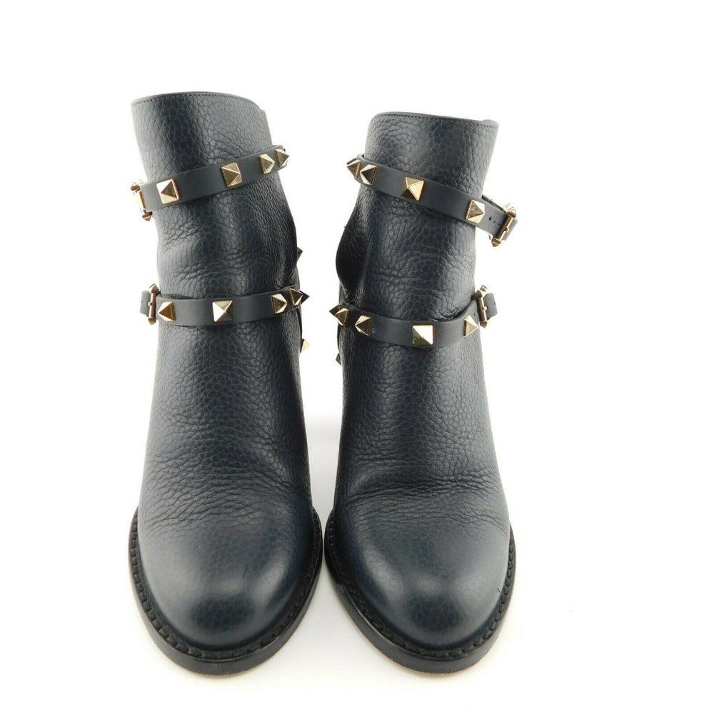 VALENTINO Rockstud Strap Block Heel Booties 35 - Picture 3 of 10